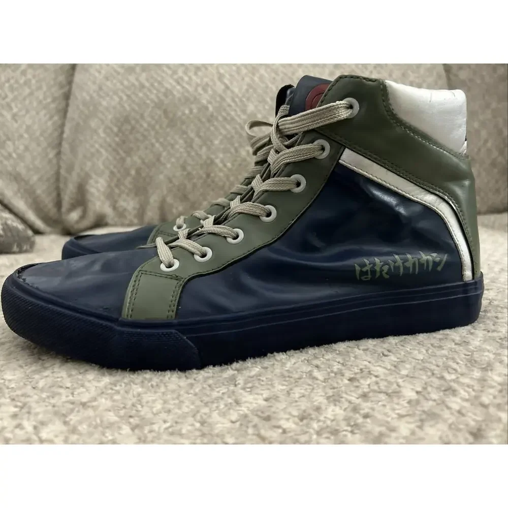 Naruto Shippuden Kakashi Run Hi-Top Sneakers Size 9 Blue Green Silver Anime